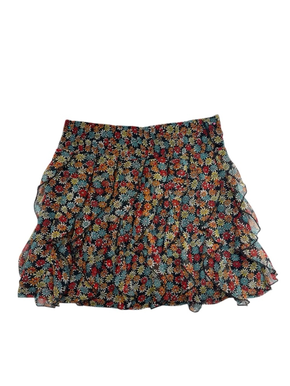 Wet Seal Floral SM Black Ditsy Ruffle Mini Skirt Feminine Y2K Mallcore Layers - Picture 2 of 12